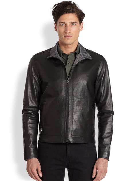 black leather jacket michael kors|Michael Kors leather jacket men.